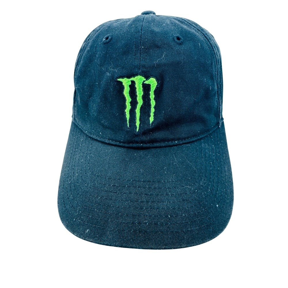 Monster Energy Hat‎ Cap Mens OSFM Black Green Embroidered Logo Dad Hat